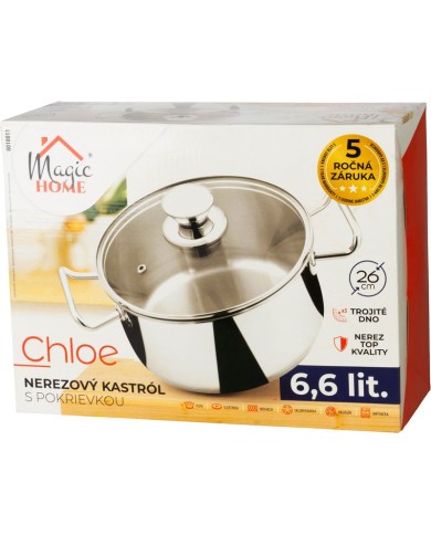 Kastról MagicHome Chloe, hrniec, 26 cm, 6,6 lit., so sklenenou pokrievkou, nerez