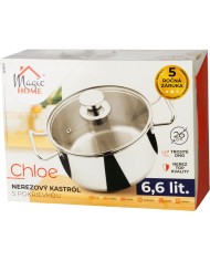 Kastról MagicHome Chloe, hrniec, 26 cm, 6,6 lit., so sklenenou pokrievkou, nerez