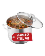 Hrniec MagicHome Chloe, 24 cm, 8 lit., so sklenenou pokrievkou, nerez