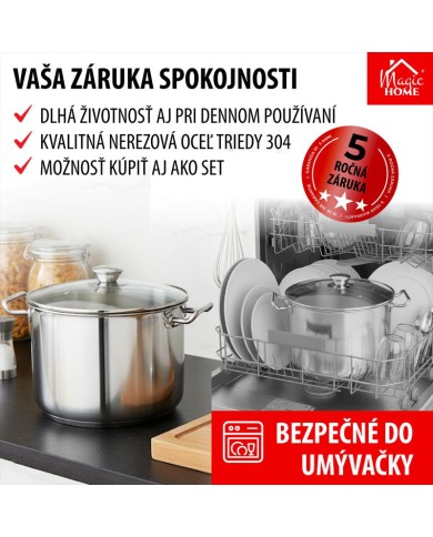 Hrniec MagicHome Chloe, 24 cm, 8 lit., so sklenenou pokrievkou, nerez