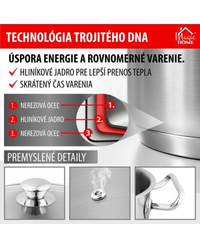Hrniec MagicHome Chloe, 24 cm, 8 lit., so sklenenou pokrievkou, nerez