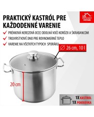 Hrniec MagicHome Chloe, 26 cm, 10 lit., so sklenenou pokrievkou, nerez