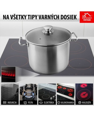 Hrniec MagicHome Chloe, 26 cm, 10 lit., so sklenenou pokrievkou, nerez