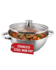 Hrniec Wok MagicHome Chloe, 26 cm, 5 lit., so sklenenou pokrievkou, nerez