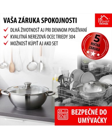 Hrniec Wok MagicHome Chloe, 26 cm, 5 lit., so sklenenou pokrievkou, nerez