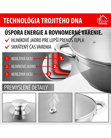 Hrniec Wok MagicHome Chloe, 26 cm, 5 lit., so sklenenou pokrievkou, nerez