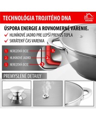 Hrniec Wok MagicHome Chloe, 26 cm, 5 lit., so sklenenou pokrievkou, nerez