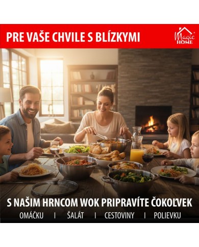 Hrniec Wok MagicHome Chloe, 26 cm, 5 lit., so sklenenou pokrievkou, nerez