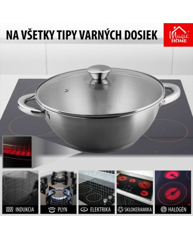 Hrniec Wok MagicHome Chloe, 26 cm, 5 lit., so sklenenou pokrievkou, nerez
