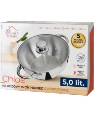 Hrniec Wok MagicHome Chloe, 26 cm, 5 lit., so sklenenou pokrievkou, nerez