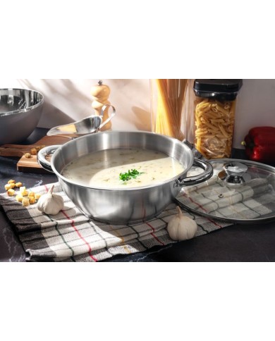 Hrniec Wok MagicHome Chloe, 26 cm, 5 lit., so sklenenou pokrievkou, nerez