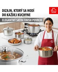 Sada riadu MagicHome Chloe, panvica 24 cm, 3x kastról (3l, 4l a 6,6 l), rajnica 2l, so sklenenými pokrievkami, nerez, 9 dielna