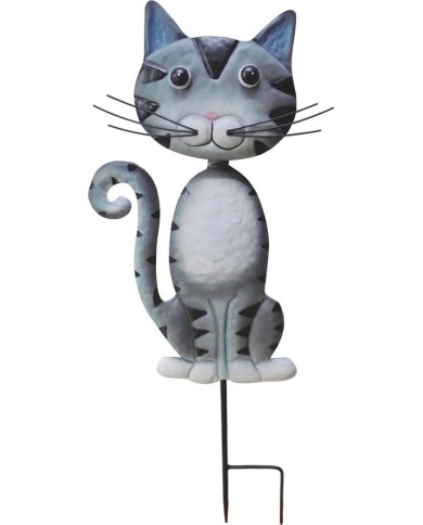 Dekorácia MagicHome Mecco, Mačka, plech, sivá, zapichovacia, 25,5x3,5x61 cm