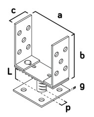 Podpera na hranoly ASU1, 0-125 mm, Zn, pätka nastaviteľná, podstavec