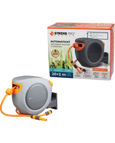 Navíjač Strend Pro Premium, na stenu, automatický 1/2", so záhradnou hadicou L-20+2 m