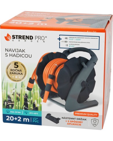 Navíjač Strend Pro Premium, so záhradnou hadicou 1/2", L-20+2 m