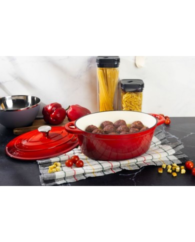 Pekáč MagicHome Castora line, oválny, kastról, 30 cm, 4,4 lit. s pokrievkou, smaltovaná liatina