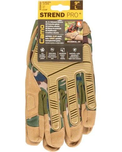 Rukavice Strend Pro Camo, pracovné, camouflage, veľkosť 9/L