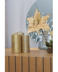 Kvet MagicHome Vianoce, Poinsettia, zlatá, 30 cm, veľkosť kvetu: 20,5 cm