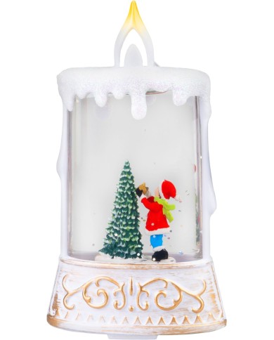 Lampáš MagicHome Vianoce, Santa so stromčekom, plast, 1xLED teplá biela, 8x4x15 cm, 2xAAA