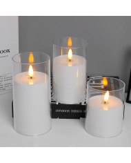 Sviečka MagicHome Vianoce, vosk, 1xLED teplá biela, pohyblivý plameň, 7.5x10/12.5/15 cm, 3xAAA