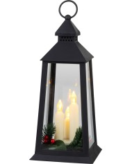 Lampáš MagicHome Vianoce, plast, čierny, 3xLED žltá, 14x14x35 cm, 3xAAA