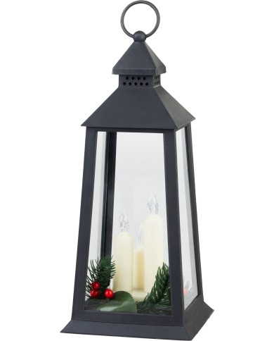 Lampáš MagicHome Vianoce, plast, čierny, 3xLED žltá, 14x14x35 cm, 3xAAA