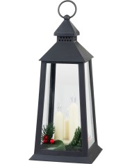 Lampáš MagicHome Vianoce, plast, čierny, 3xLED žltá, 14x14x35 cm, 3xAAA