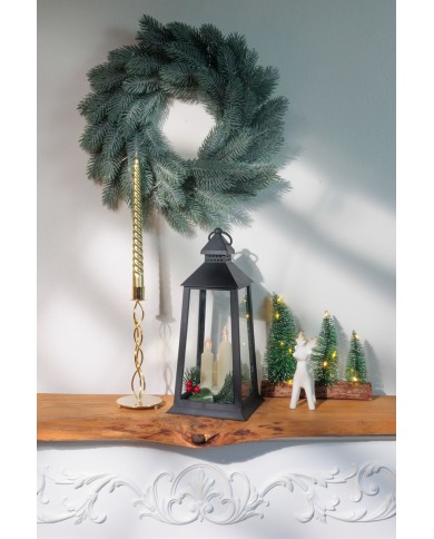 Lampáš MagicHome Vianoce, plast, čierny, 3xLED žltá, 14x14x35 cm, 3xAAA