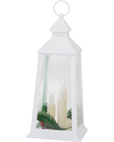 Lampáš MagicHome Vianoce, plast, biely, 3xLED žltá, 14x14x35 cm, 3xAAA