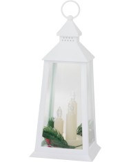 Lampáš MagicHome Vianoce, plast, biely, 3xLED žltá, 14x14x35 cm, 3xAAA