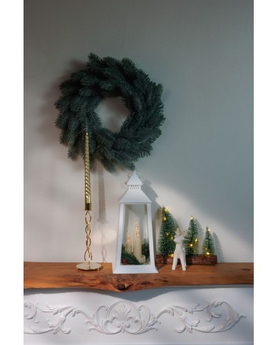 Lampáš MagicHome Vianoce, plast, biely, 3xLED žltá, 14x14x35 cm, 3xAAA