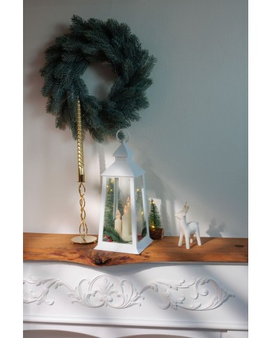 Lampáš MagicHome Vianoce, plast, biely, 3xLED žltá, 14x14x35 cm, 3xAAA