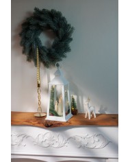 Lampáš MagicHome Vianoce, plast, biely, 3xLED žltá, 14x14x35 cm, 3xAAA