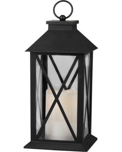 Lampáš MagicHome Vianoce, LED teplá biela, 3xAAA, plast, časovač, čierny, 14x14x32.2 cm, pohyblivý plameň