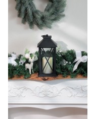 Lampáš MagicHome Vianoce, LED teplá biela, 3xAAA, plast, časovač, čierny, 14x14x32.2 cm, pohyblivý plameň