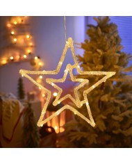 Dekorácia MagicHome Vianoce, hviezda, ABS, 20xLED teplá biela, 27.5 cm, 2xAA