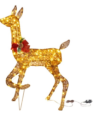 Dekorácia MagicHome Vianoce, jeleň/laň, kov/motúz, 200xLED teplá biela, 0.9 m