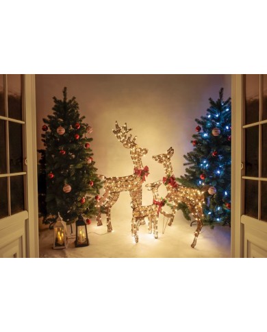 Dekorácia MagicHome Vianoce, jeleň/laň, kov/motúz, 200xLED teplá biela, 0.9 m