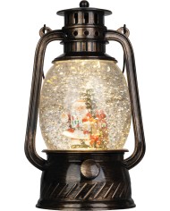 Lampáš MagicHome Vianoce, santa, plast, čierny, 1xLED teplá biela, 12x10x20.5 cm, 3xAA