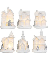 Dekorácia MagicHome Vianoce, domček, plast, 1xLED teplá biela, 6x6x8 cm, 2xLR44