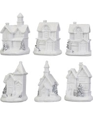 Dekorácia MagicHome Vianoce, domček, plast, 1xLED teplá biela, 6x6x8 cm, 2xLR44