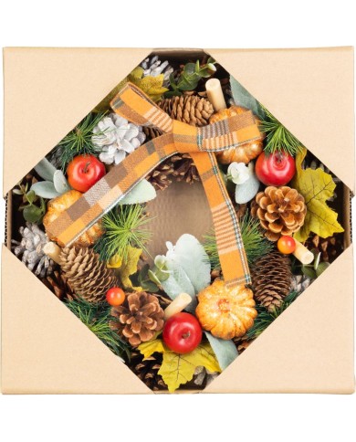 Veniec MagicHome Nature, závesný, jesenný, oranžový, s mašľou, 30 cm