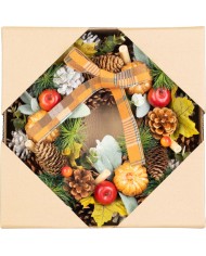 Veniec MagicHome Nature, závesný, jesenný, oranžový, s mašľou, 30 cm