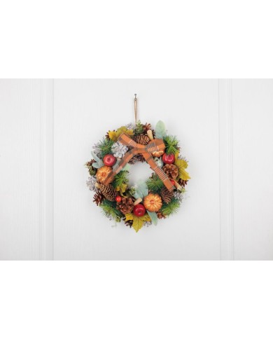 Veniec MagicHome Nature, závesný, jesenný, oranžový, s mašľou, 30 cm