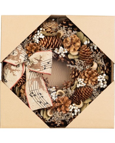 Veniec MagicHome Vianoce, prírodný, závesný, s mašľou, 30 cm