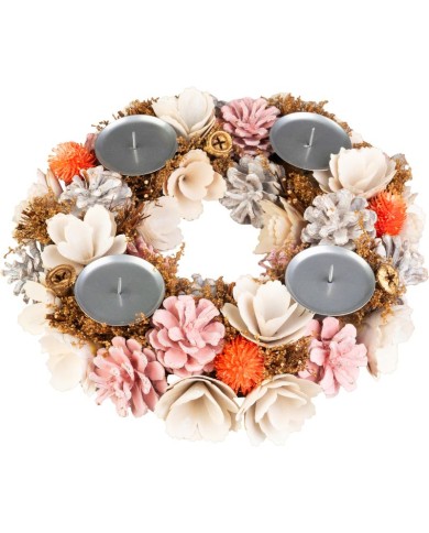 Veniec MagicHome Vianoce, adventný, ružovo-oranžový, 30 cm