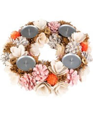 Veniec MagicHome Vianoce, adventný, ružovo-oranžový, 30 cm