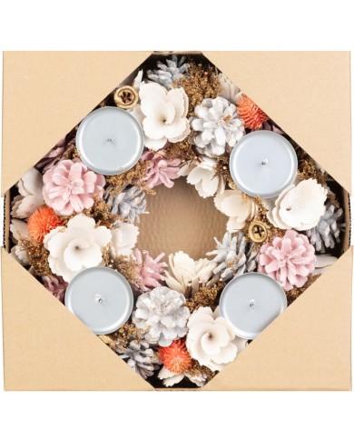 Veniec MagicHome Vianoce, adventný, ružovo-oranžový, 30 cm