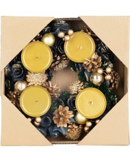 Veniec MagicHome Vianoce, adventný, zeleno-modro-zlatý, 25 cm